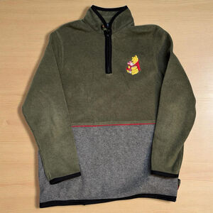 Vintage Winnie The Pooh Sweater Green Fleece 1/4 Zip Embroidered Men’s Small